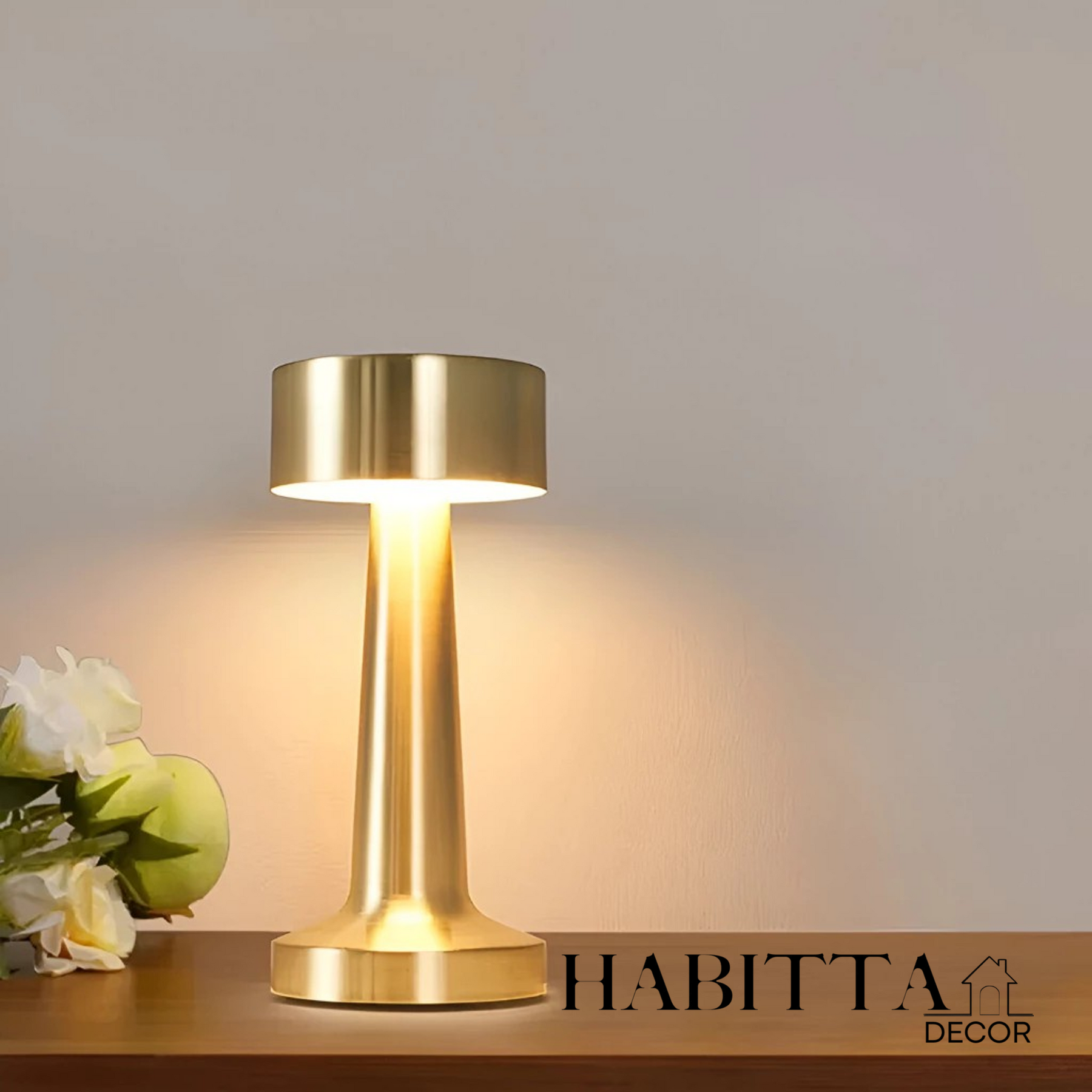 Luminária de Mesa Candeiro Dumbbell Touch Luxuosa com 3 Tons de LED