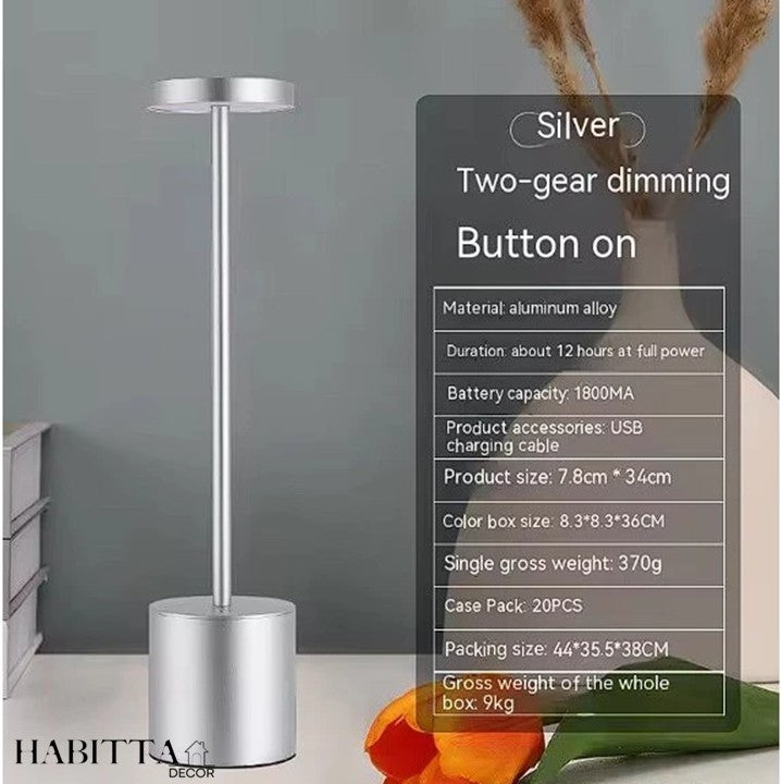 Luminária de Mesa Candeiro Dumbbell Touch Luxuosa com 3 Tons de LED