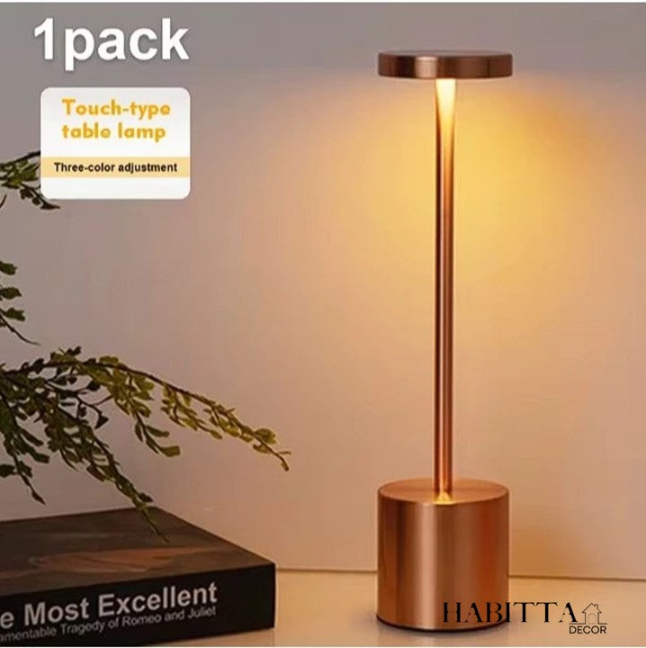 Luminária de Mesa Candeiro Dumbbell Touch Luxuosa com 3 Tons de LED