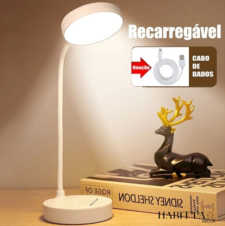 Luminária de Mesa para Estudo LED Recarregável