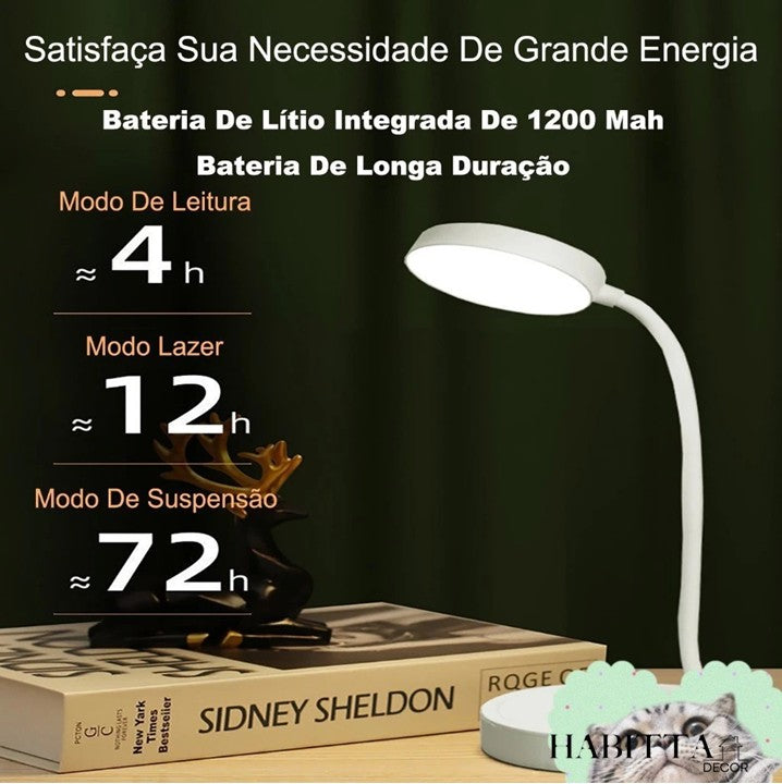 Luminária de Mesa para Estudo LED Recarregável
