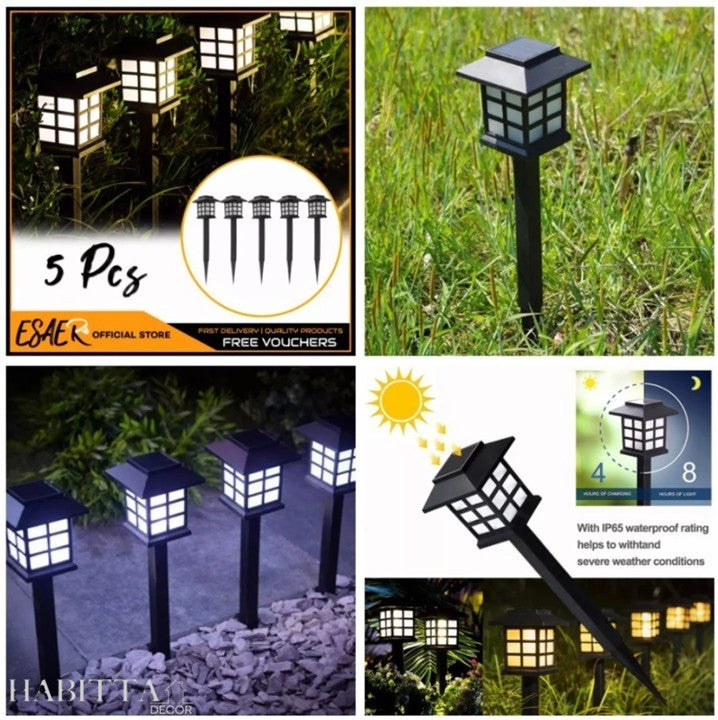 Kit Luminaria Solar de Espeto para Jardim - LED Recarregável