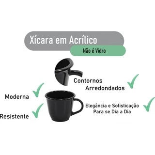 Kit Bandeja C/ 6 Xícaras Escolha a Cor Cantinho do Café, Chá