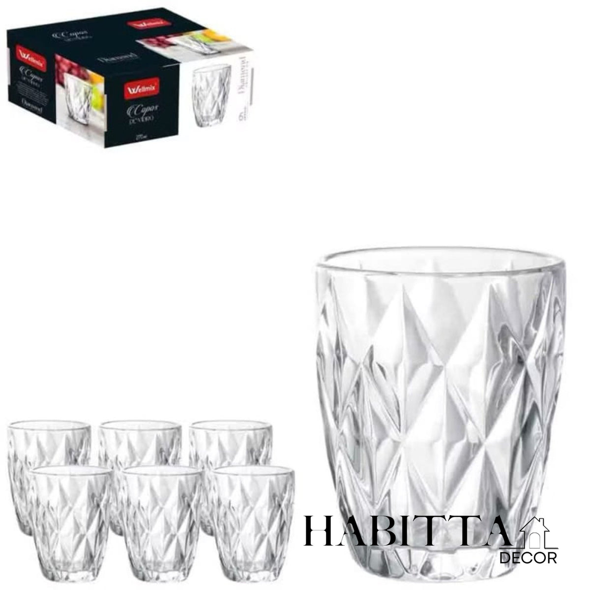 Conjunto 6 Copos de Vidro Diamond 270ml