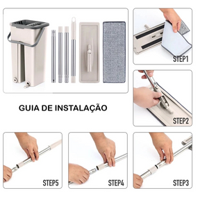Flat Mop Esfregão WashDry Limpeza a Seco