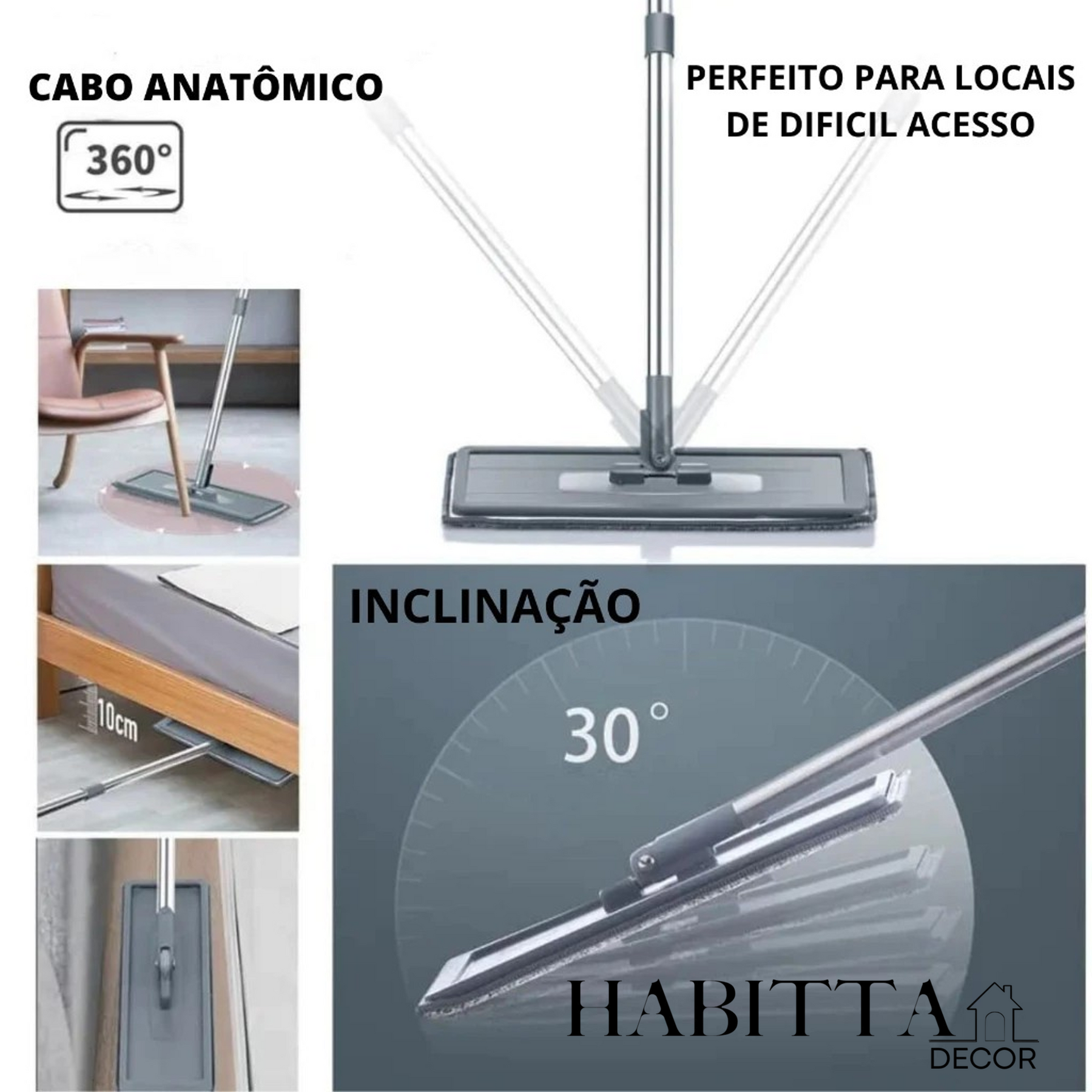 Flat Mop Esfregão WashDry Limpeza a Seco