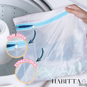 Kit com 3 Sacos - Protetor para Lavar Roupa com Zíper