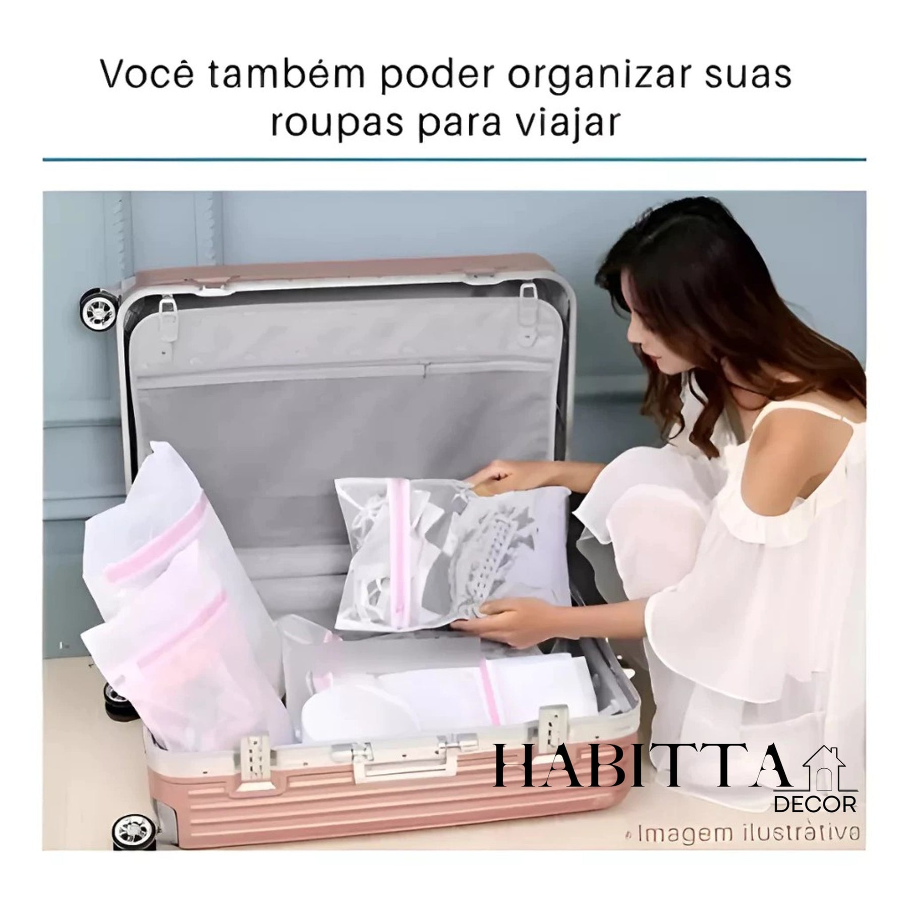 Kit com 3 Sacos - Protetor para Lavar Roupa com Zíper