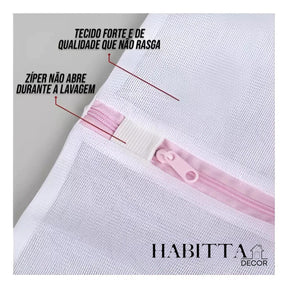 Kit com 3 Sacos - Protetor para Lavar Roupa com Zíper
