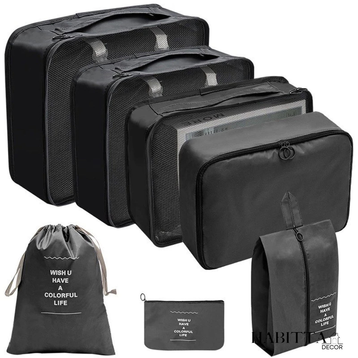Kit 8 Bolsas Organizadoras a Prova D'água Para Viagem