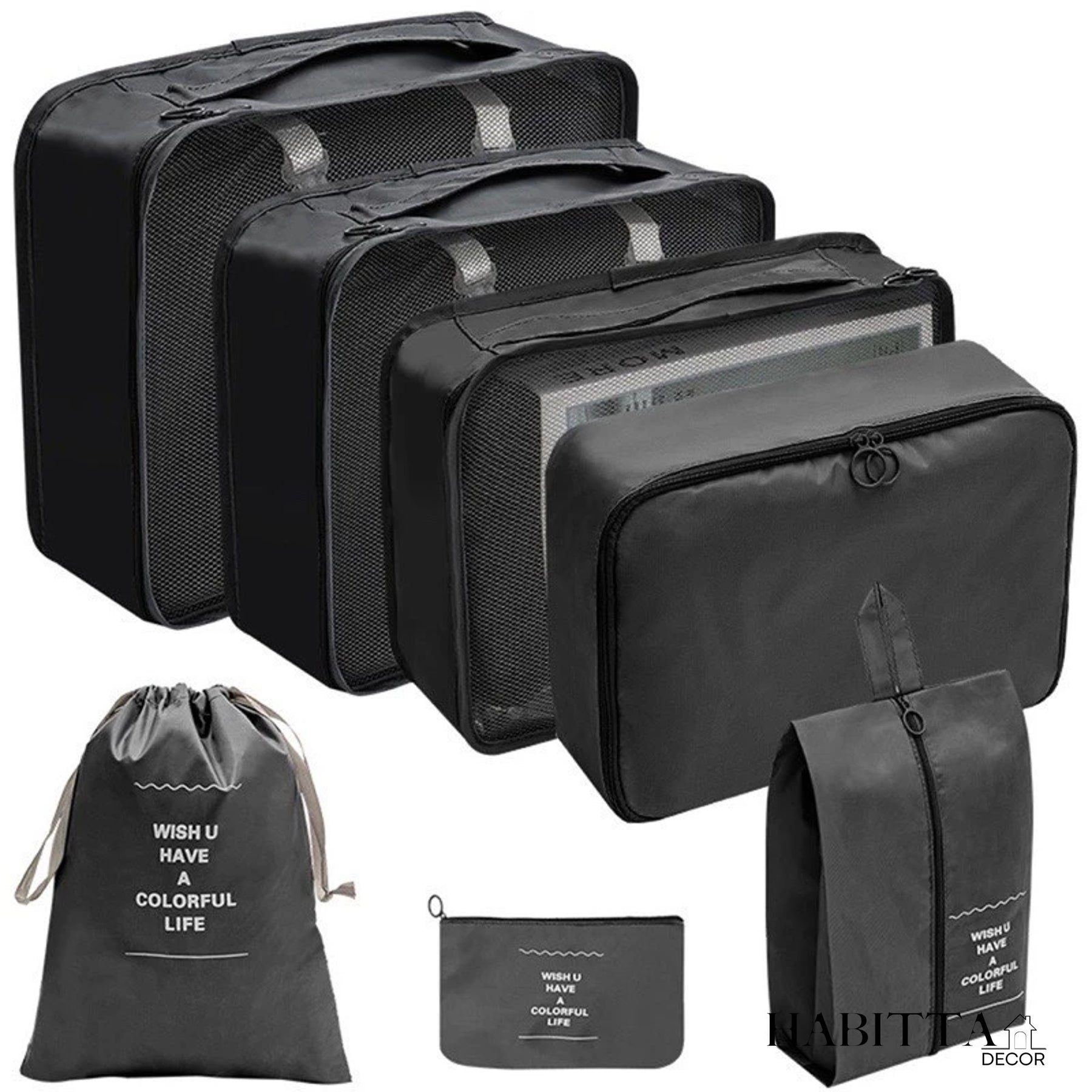 Kit 8 Bolsas Organizadoras a Prova D'água Para Viagem