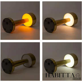 Luminária de Mesa Candeiro Dumbbell Touch Luxuosa com 3 Tons de LED