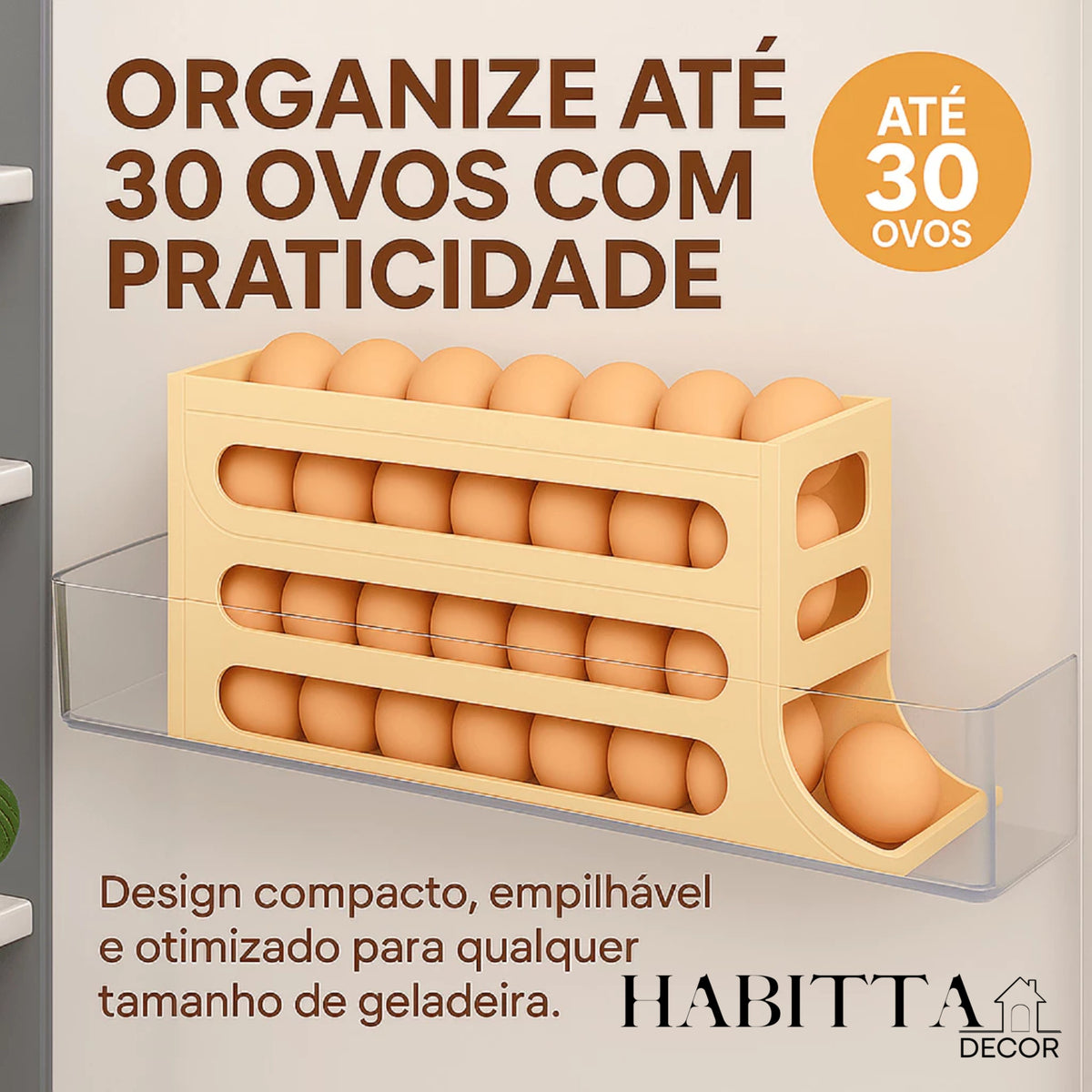 Porta Ovos Deslizante Organizador Para Geladeira De 4 Camadas Automática Rolantes