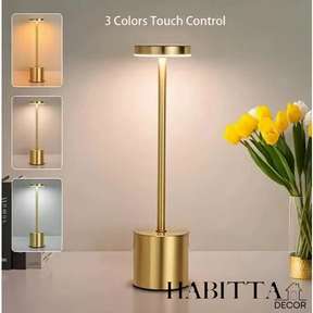 Luminária de Mesa Candeiro Dumbbell Touch Luxuosa com 3 Tons de LED