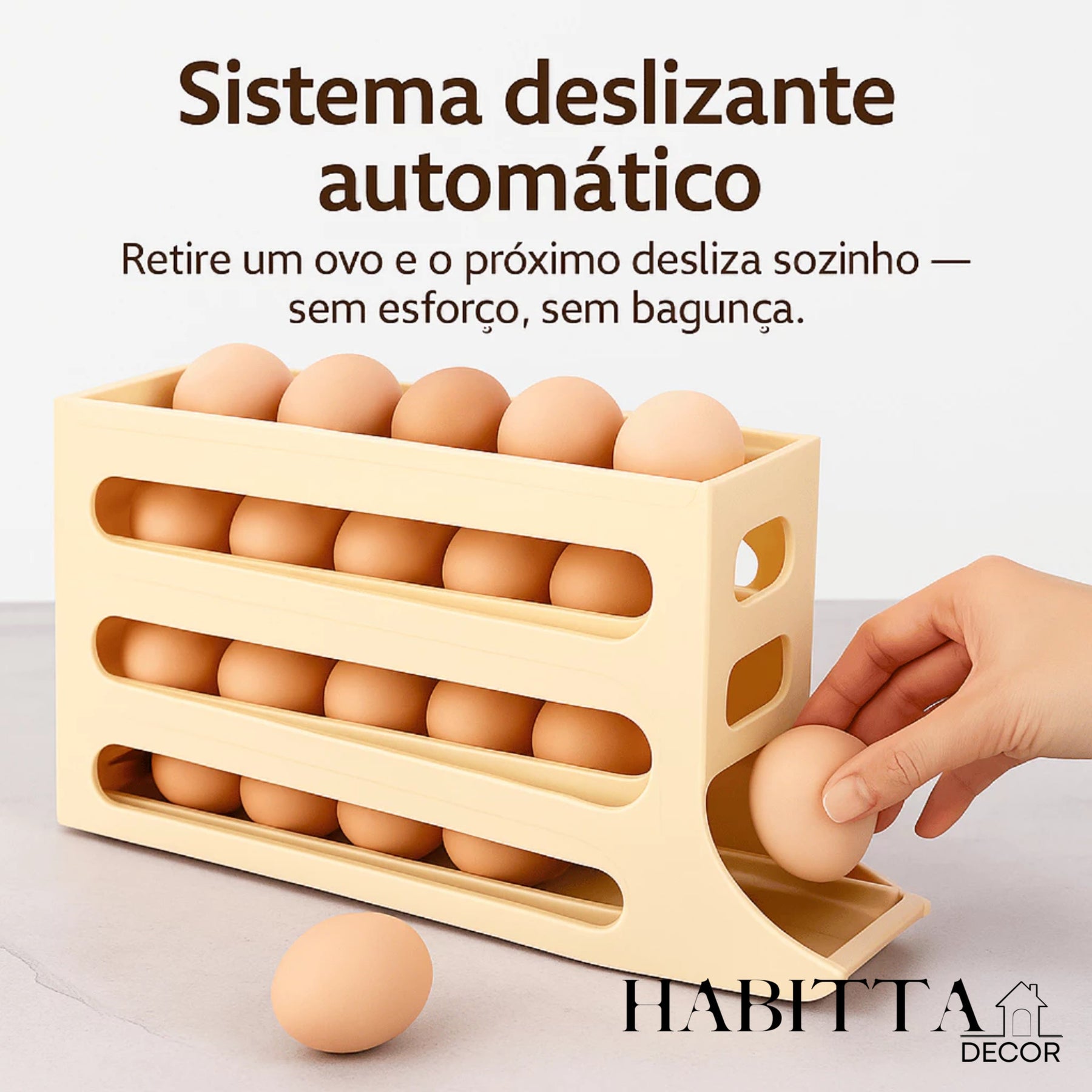 Porta Ovos Deslizante Organizador Para Geladeira De 4 Camadas Automática Rolantes