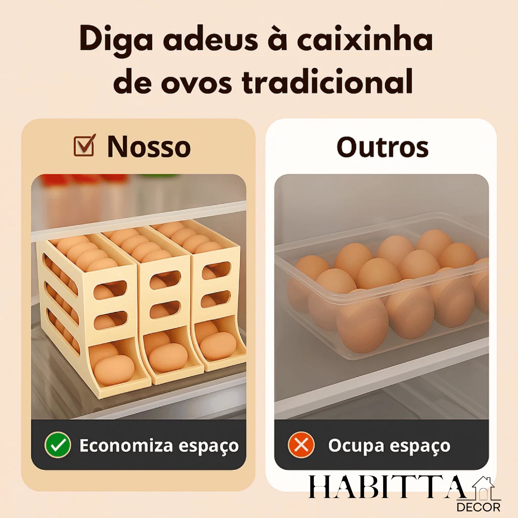 Porta Ovos Deslizante Organizador Para Geladeira De 4 Camadas Automática Rolantes