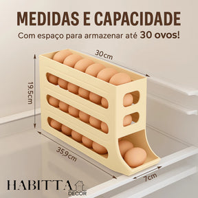 Porta Ovos Deslizante Organizador Para Geladeira De 4 Camadas Automática Rolantes
