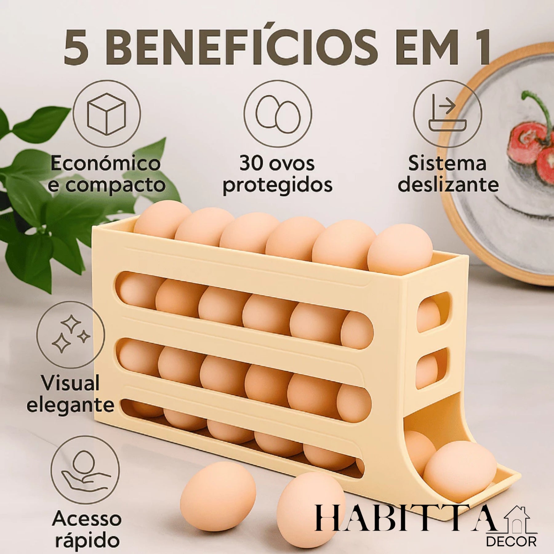Porta Ovos Deslizante Organizador Para Geladeira De 4 Camadas Automática Rolantes