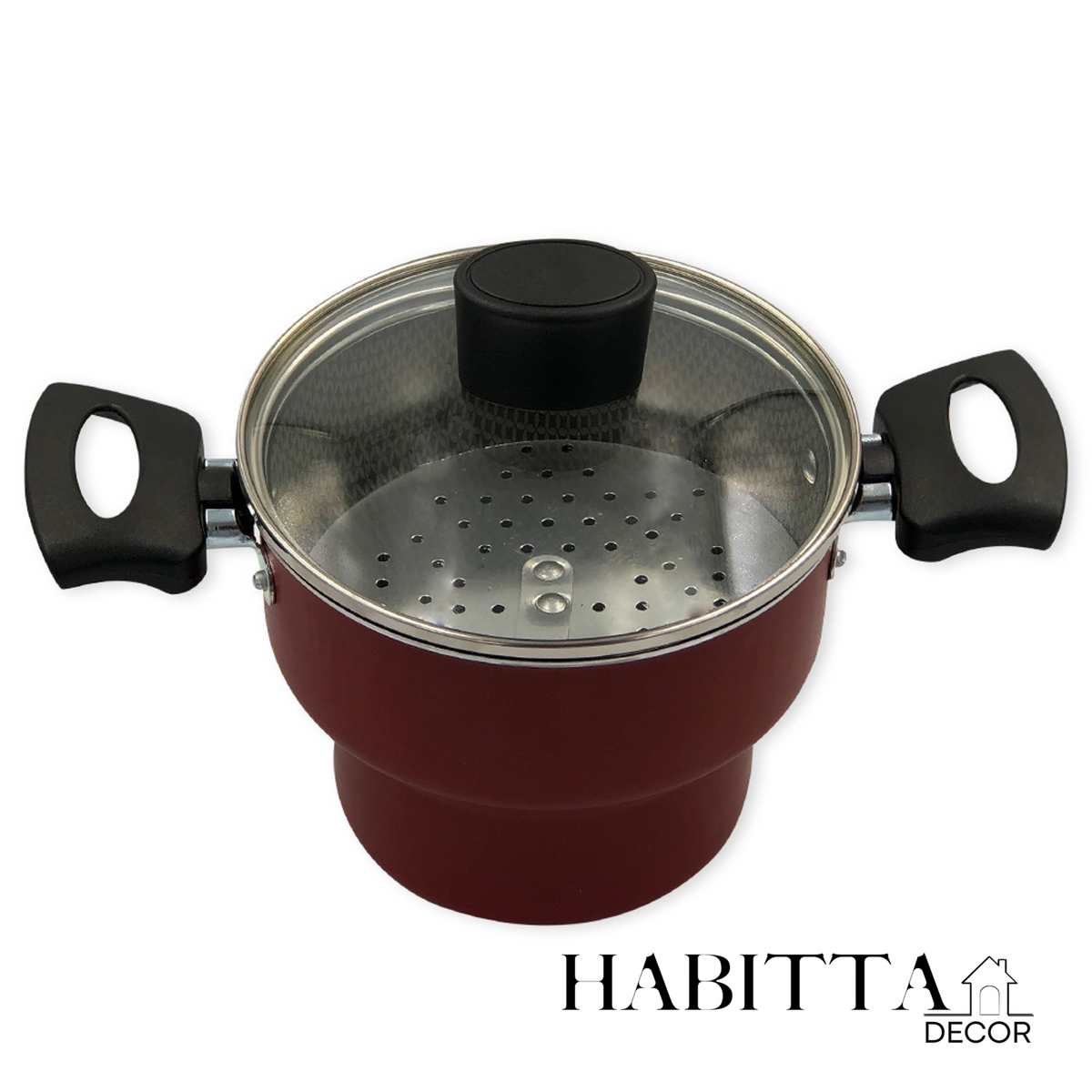 Cuscuzeiro Enjoy Antiaderente 14cm com Tampa de Vidro - Vermelho