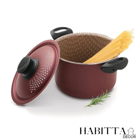 Espagueteira Tramontina Loreto em Alumínio com Revestimento Interno e Externo em Antiaderente Starflon Max Vermelho 22 cm 5,7 L
