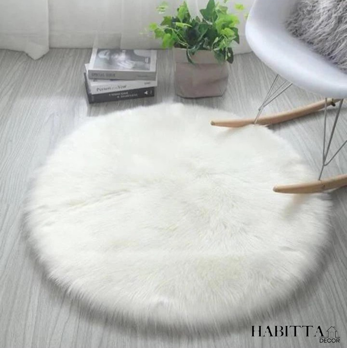 Tapete peludo redondo 90cm felpudo pelo alto