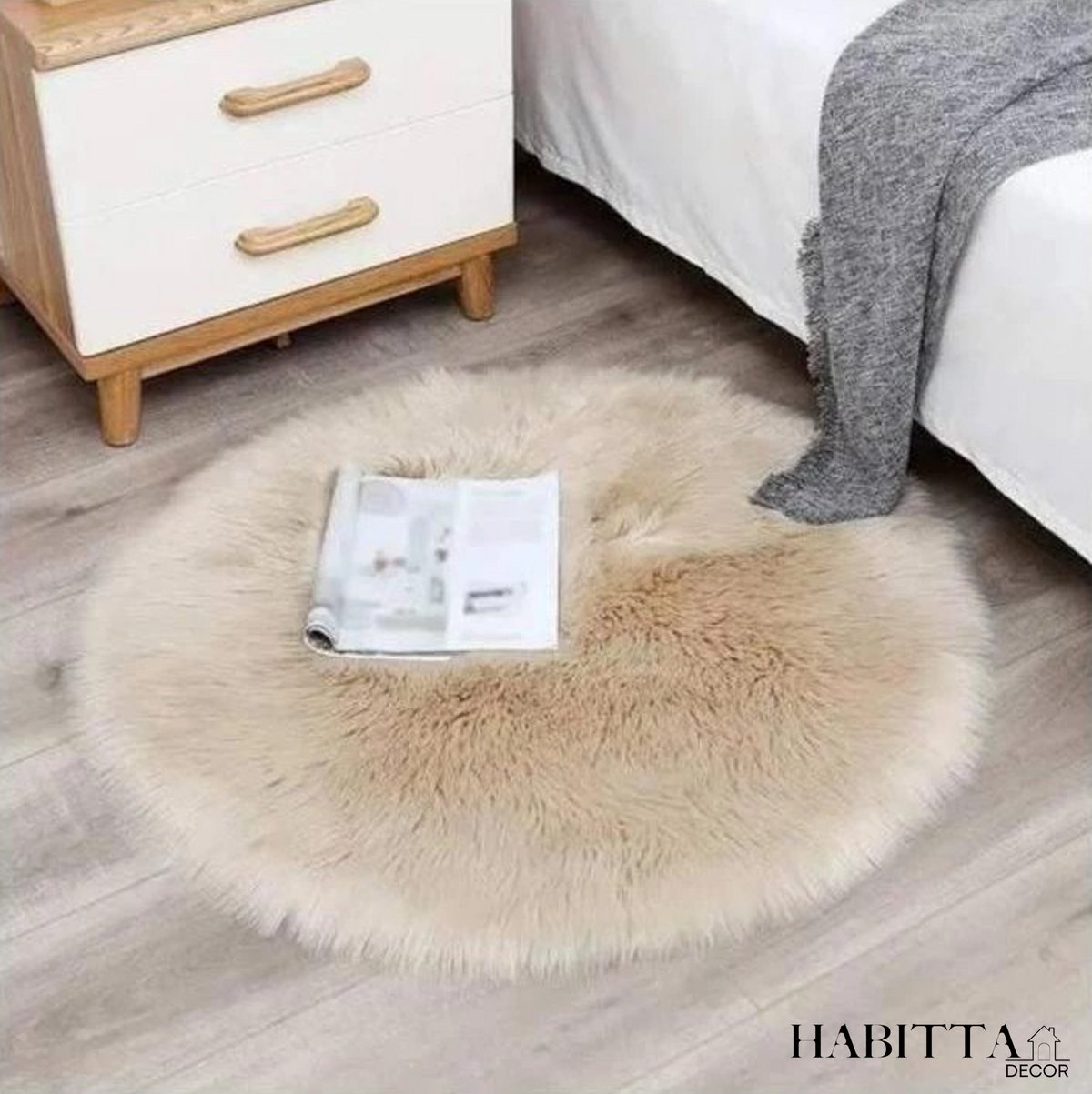 Tapete peludo redondo 90cm felpudo pelo alto