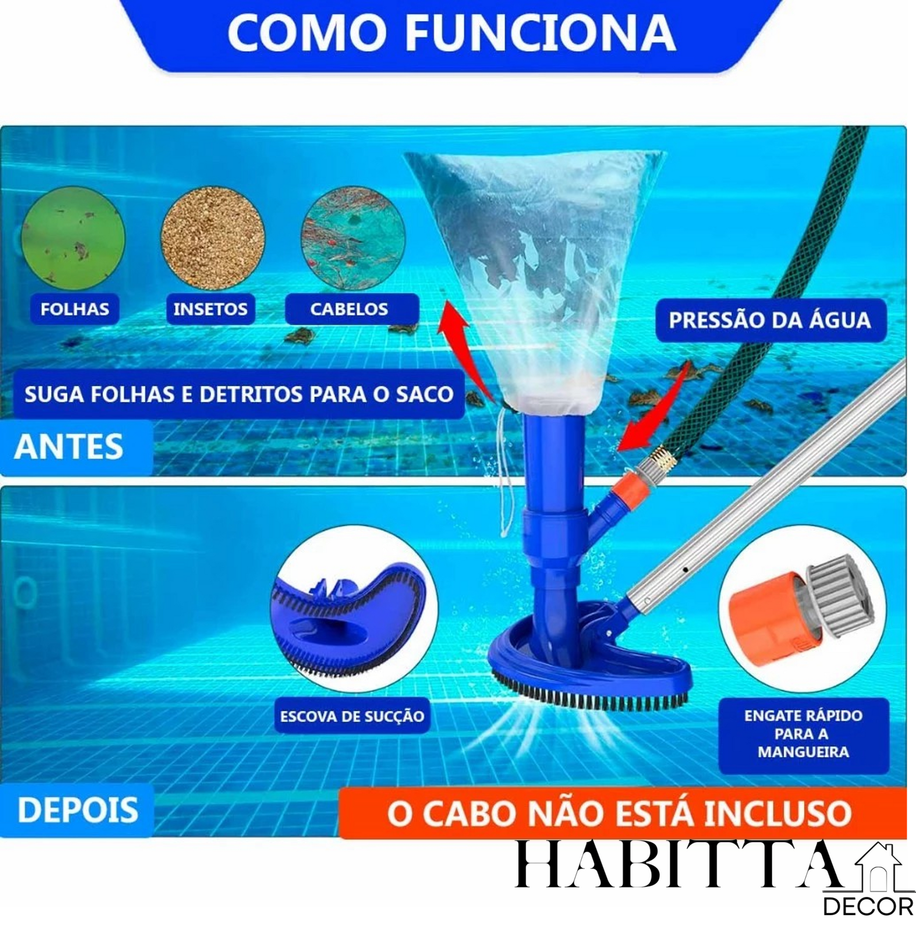 Aspirador de Piscina a Vácuo Econômico