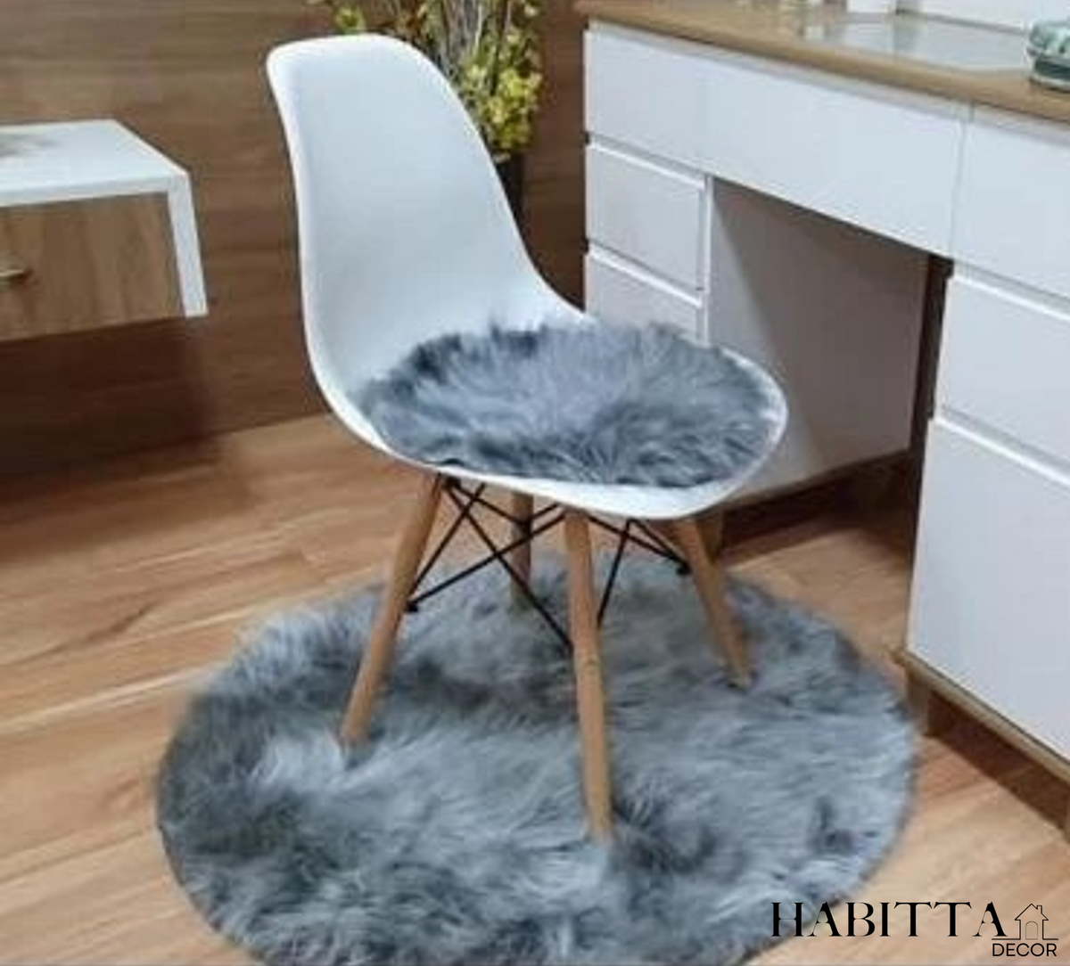 Tapete peludo redondo 90cm felpudo pelo alto