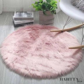 Tapete peludo redondo 90cm felpudo pelo alto