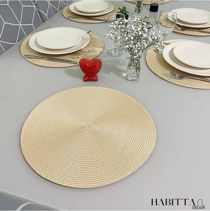 Kit com 6 Peças de Jogo Americano Redondo Sousplat