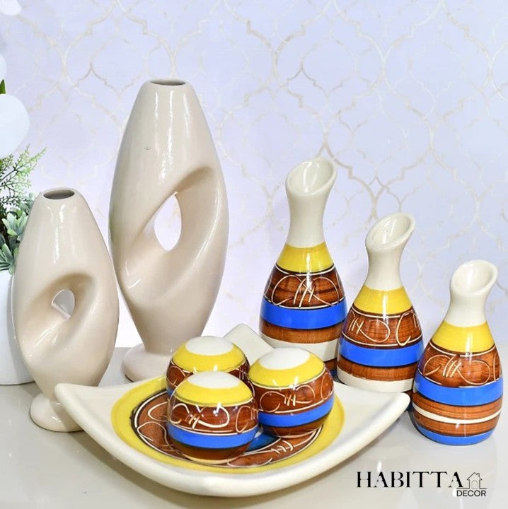 Conjunto 9 Peças de Vasos Cerâmica para Enfeite