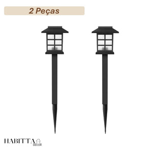 Kit Luminaria Solar de Espeto para Jardim - LED Recarregável