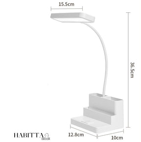 Luminária de Mesa para Estudo LED Recarregável com Porta Canetas