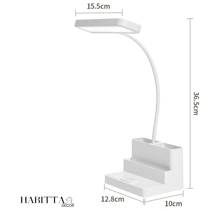 Luminária de Mesa para Estudo LED Recarregável com Porta Canetas