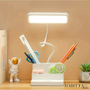 Luminária de Mesa para Estudo LED Recarregável com Porta Canetas