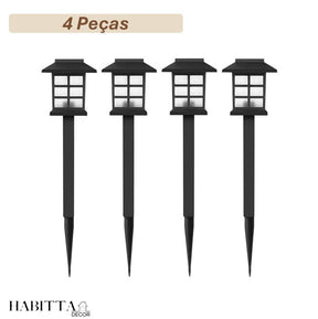 Kit Luminaria Solar de Espeto para Jardim - LED Recarregável