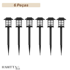 Kit Luminaria Solar de Espeto para Jardim - LED Recarregável
