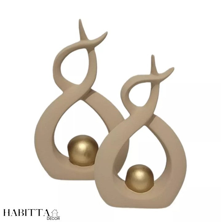 Dupla de vaso decorativo de escultura abstrata
