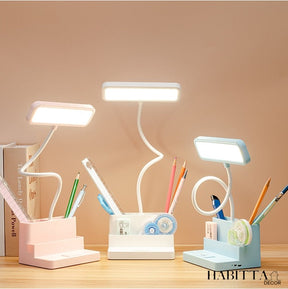 Luminária de Mesa para Estudo LED Recarregável com Porta Canetas