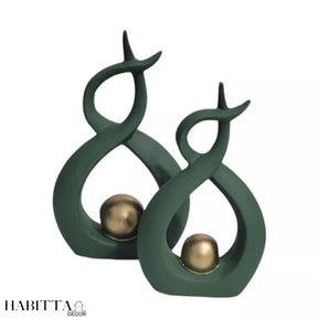 Dupla de vaso decorativo de escultura abstrata