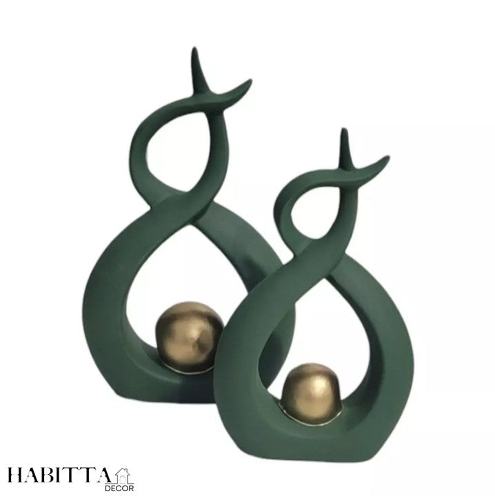 Dupla de vaso decorativo de escultura abstrata