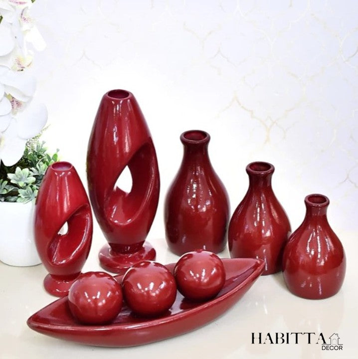 Conjunto 9 Peças de Vasos Cerâmica para Enfeite