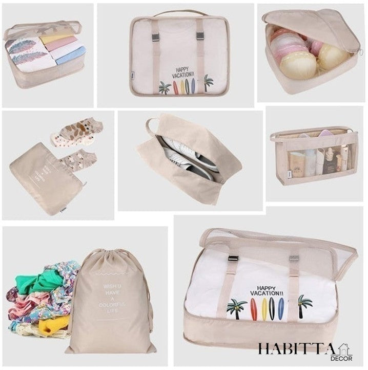 Kit 8 Bolsas Organizadoras a Prova D'água Para Viagem