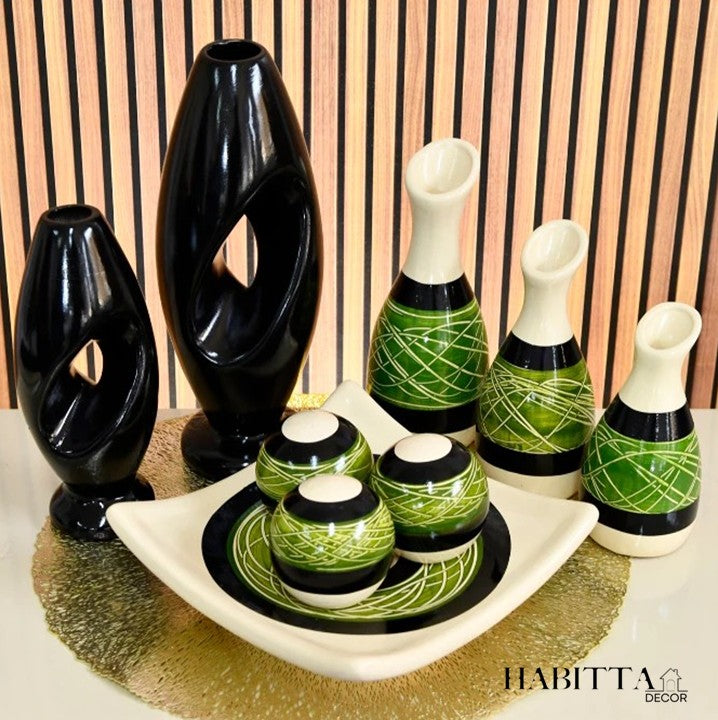 Conjunto 9 Peças de Vasos Cerâmica para Enfeite