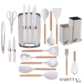 Kit Completo Jogo Utensílios de Cozinha Luxo 19 Peças