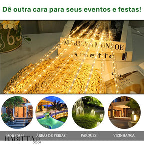 Cascata em LED para Natal e festas com 8 tubos - Bivolt