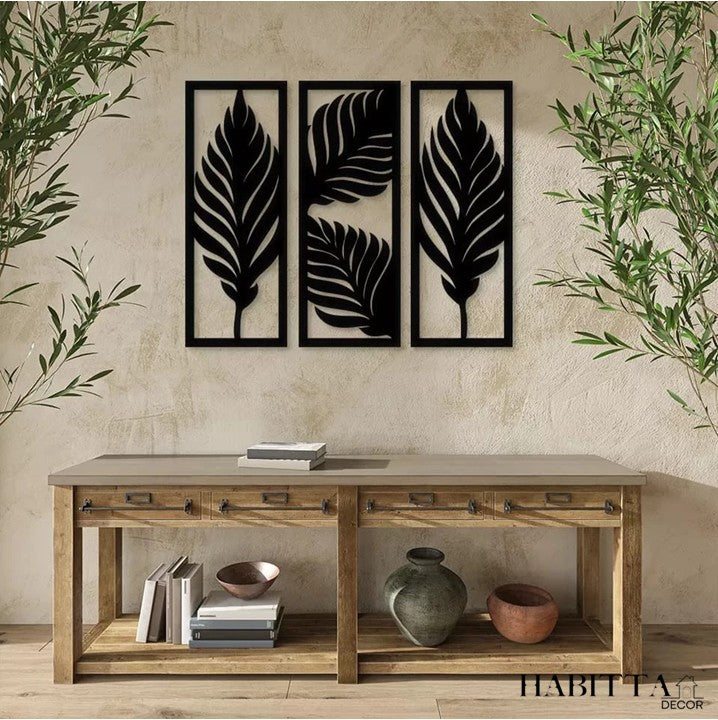 Trio de Folhas decorativa para parede em MDF decoracão