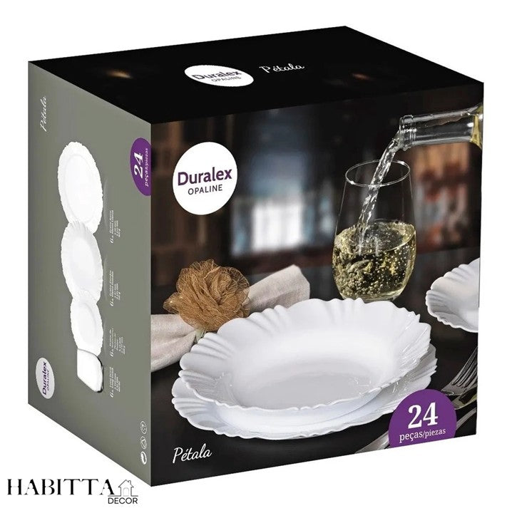 Aparelho de Jantar 24 Peças Duralex Opaline Pétala