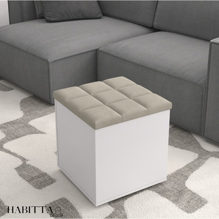 Puff Baú Suede Decorativo Organizador