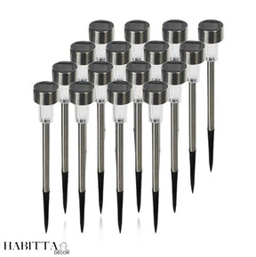 Kit de balizador de luz solar - Decoração de jardim, quintal e fachada - branco quente